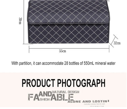 Car Trunk Organizer Box Large Capacity Auto Multiuse Tools Storage Bag Stowing Tidying Leather Folding For Emergency Storage Bo