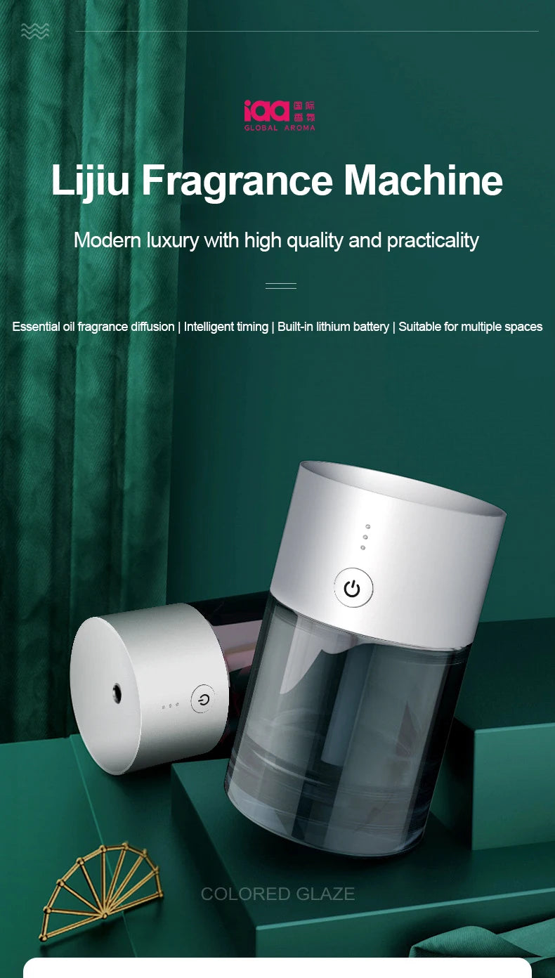 Car Air Freshener USB Rechargeable Essential Oil Diffuser Room Fragrance Diffuser Cool Mist Humidifier Auto Mini Scent Machine