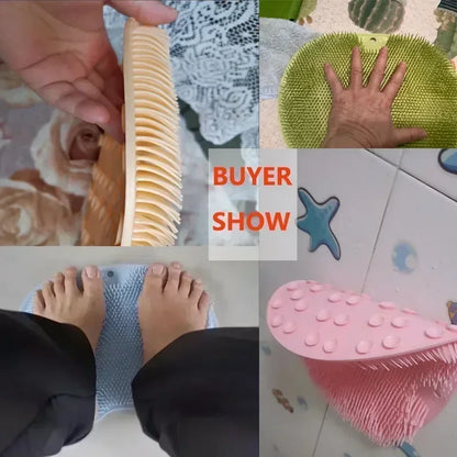 Exfoliating Foot Brush and Back Scrubber Anti-Slip Suction Cup - Deep Cleansing and Exfoliating Tool for Body Dirt Removal