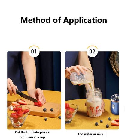 Portable Juicer Blender 400ml Electric Fruit Juicer USB Charging Lemon Orange Fruit Juicing Cup Smoothie Blender Machine 2cups