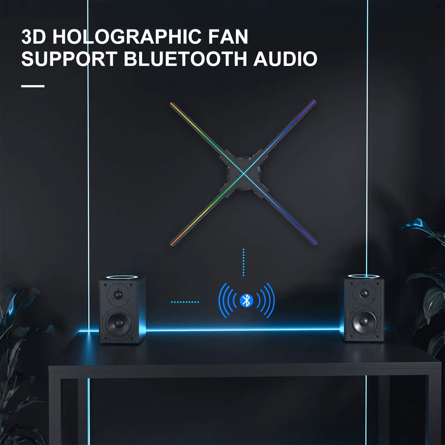 3d Hologram Fan,24.4" 2000*1444px Resolution 722 Pcs Hd Led Beads Hologram Fan Projector Advertising Display Support App+Bluetoo
