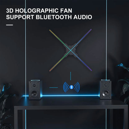 3d Hologram Fan,24.4" 2000*1444px Resolution 722 Pcs Hd Led Beads Hologram Fan Projector Advertising Display Support App+Bluetoo