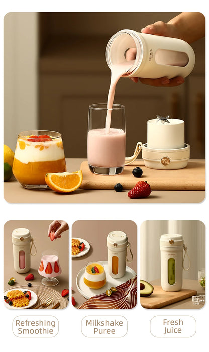 Portable Blender Electric Juicer Machine with 10 Stainless Steel Blades USB Rechargeable Fresh Fruit Mixers Mini Juice Maker