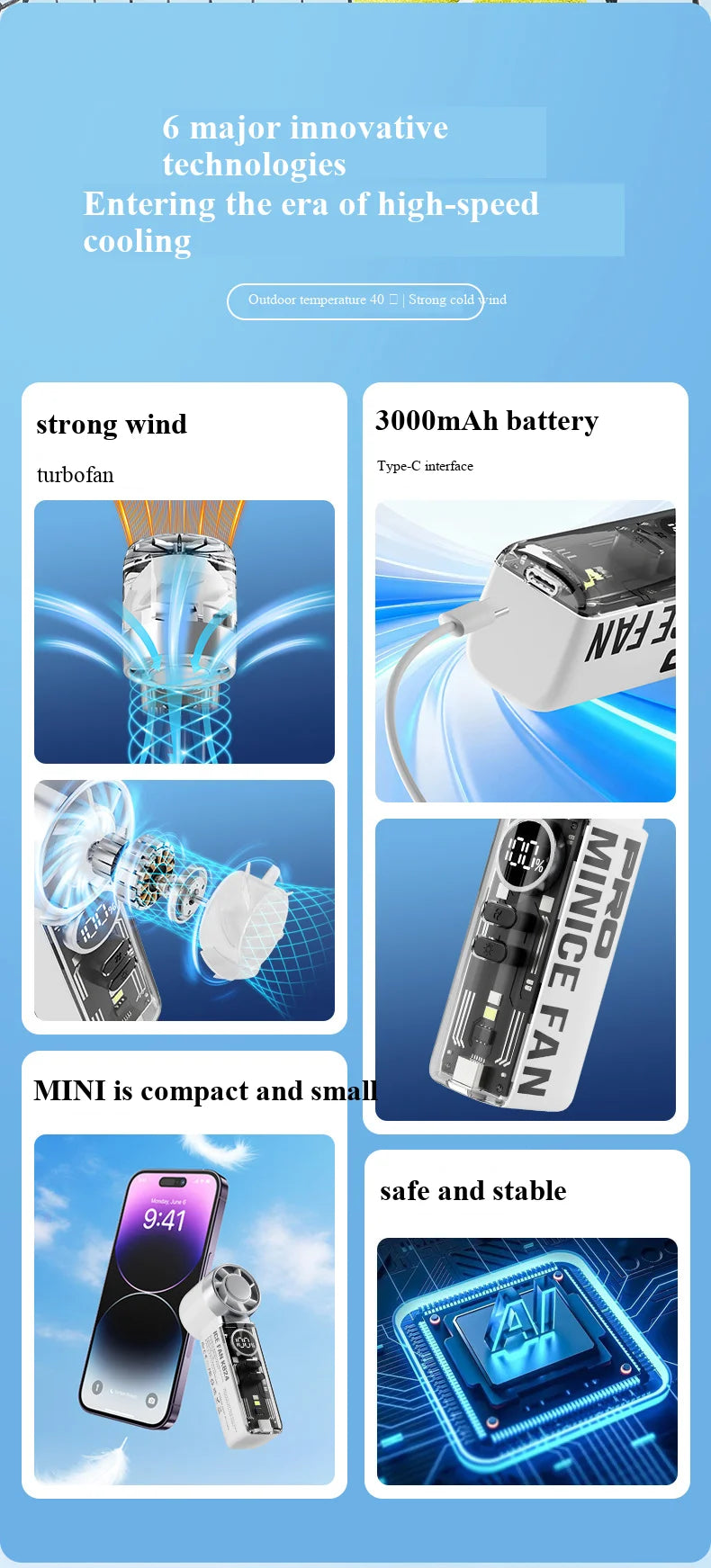 2026 new ice-cooling high-speed fan, semiconductor cooling handheld fan, portable mini pocket digital display small fan
