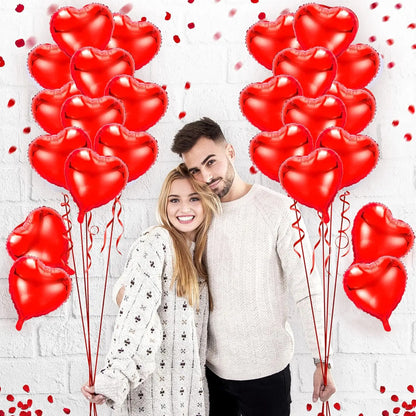 10-50Pcs 10In Heart Shaped Foil Balloons for Valentines Decoration Marriage Engagement Anniversary Party Romantic Occasions