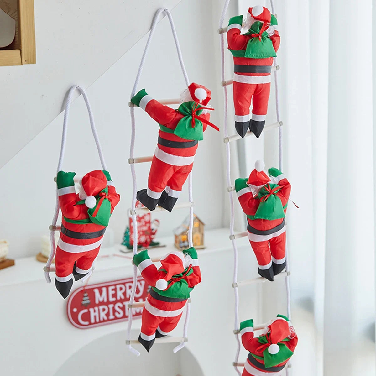 1/2Set 25cm Santa Claus Climbing Ladder Doll Ornament Christmas Tree Hanging Decors Pendant Xmas Home Decoration New Year Gifts
