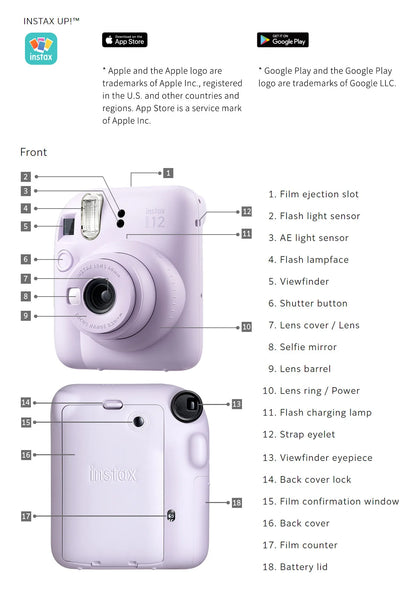 Original Fujifilm Instax Mini 12 Camera + 20 Sheets Instax Mini Film+ Album +Case Bag+ 10 in 1 Kits For Girl New Year Day Gifts