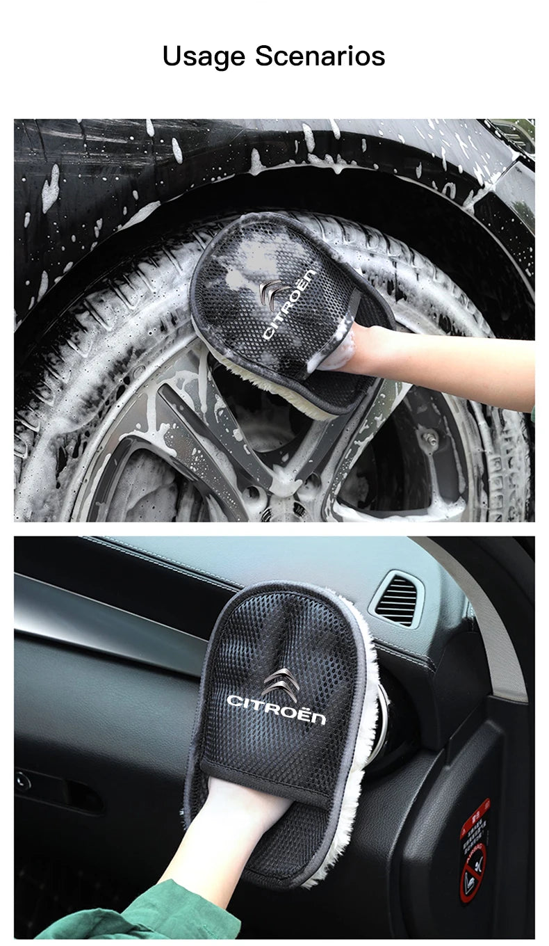 Car Styling Wool Soft Car Washing Gloves Cleaning Brush Accessories For Citroen C1 DS3 C2 C3 Vts C4 Saxo C4L C5 C6 C8 Xsara