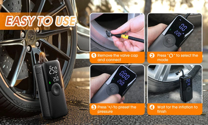 CARSUN Portable Tire Inflator Rechargeable Electric Inflator For Car  Bicycle Digital Air Compressor Football Ball Inflator Pump