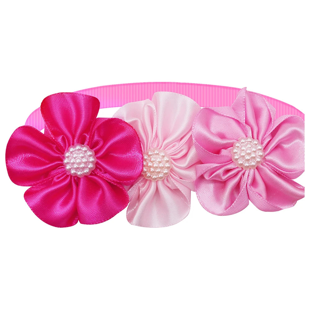 8PCS Valentine's Day Pet Decorate Bowtie with Diomand Grooming Flower Pink Dog Gifts for Small Dogs Accessories Wholesale