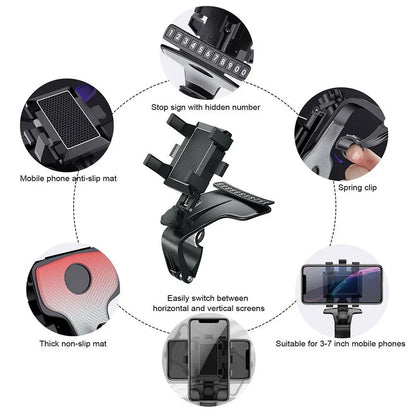 Phone Mount for Car Dashboard, 1080 Degree Rotation Dashboard Cell Phone Holder, [Multi-Angles] Universal Car Phone Clip Holder