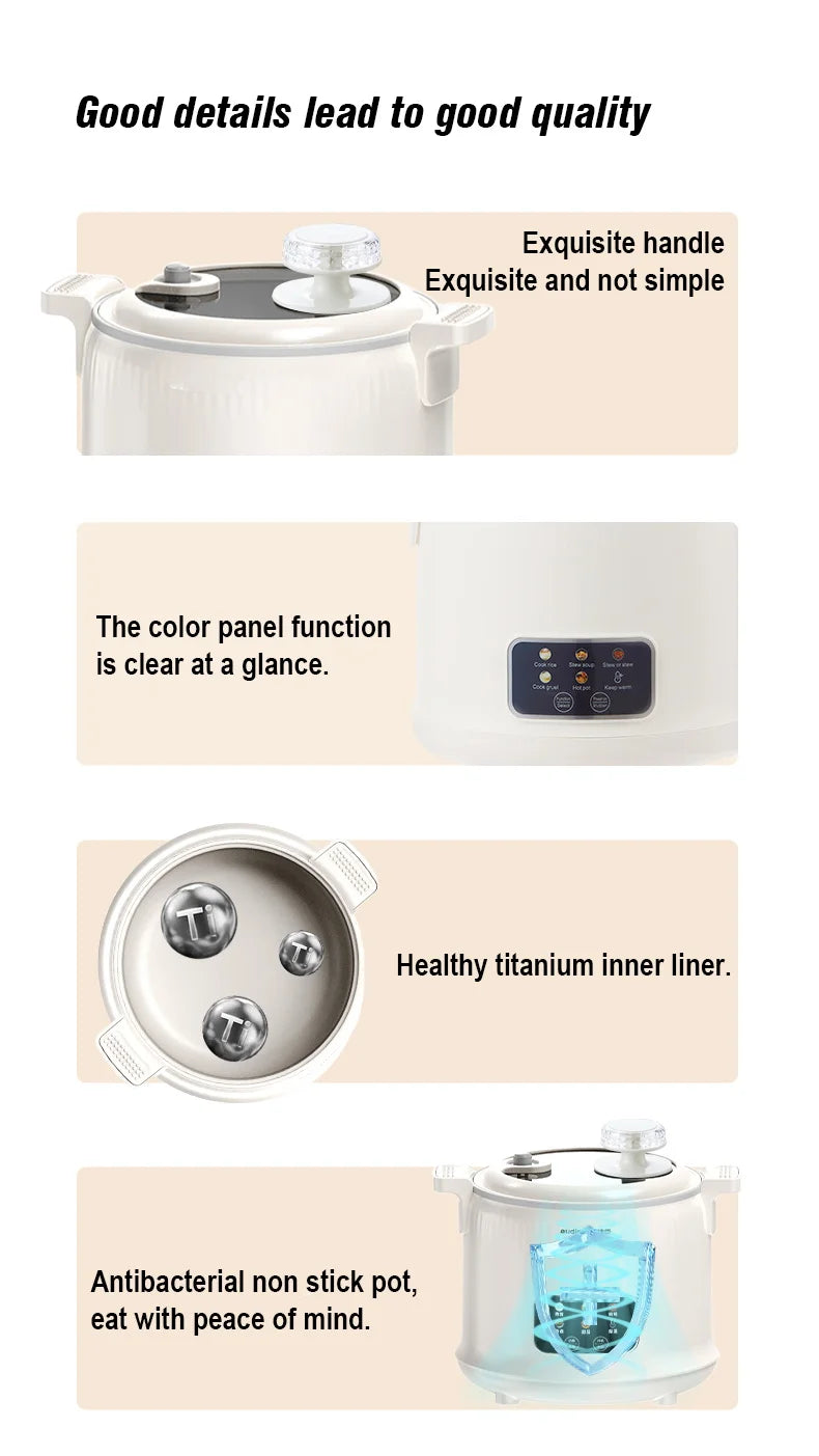 Electric Rice Cooker for 1-2 People, Multifunctional Household Hot Pot, Porridge, 1.8L Micro Pressure Rice Cooker soup making