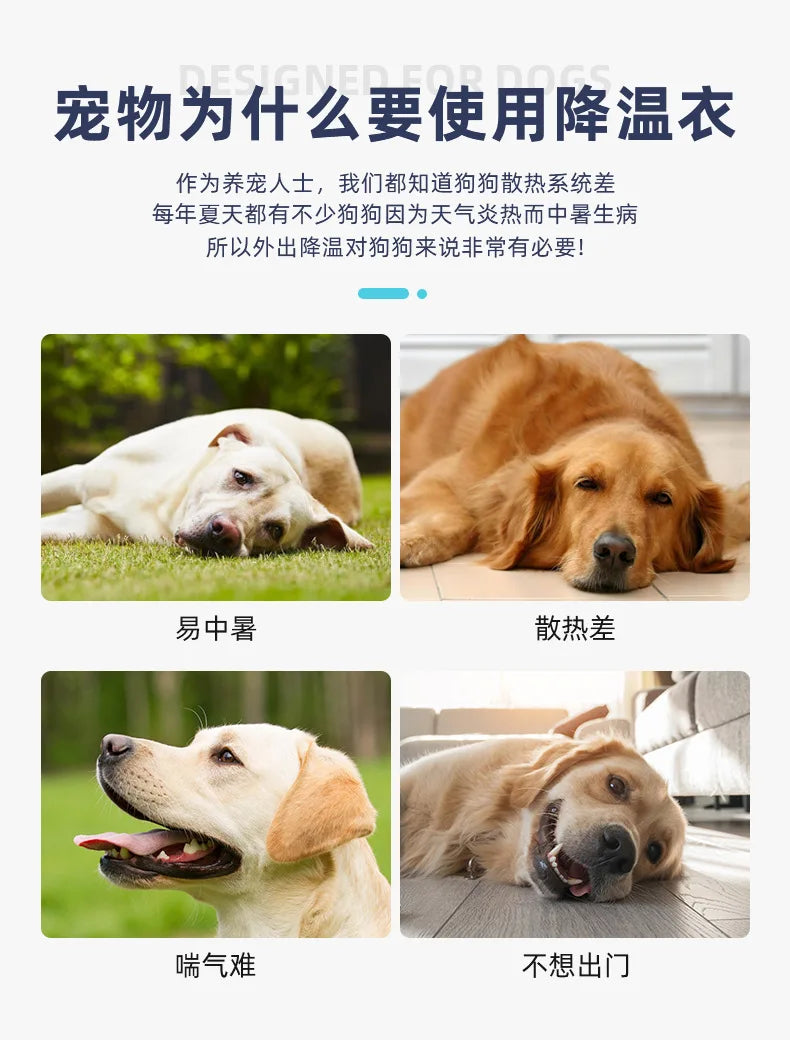 Dogs Cooling Vest Breathable Adjustable Fast Cooling Reflective Pets Ice Clothing for Summer Outdoor Hiking Walking Dogs Harness