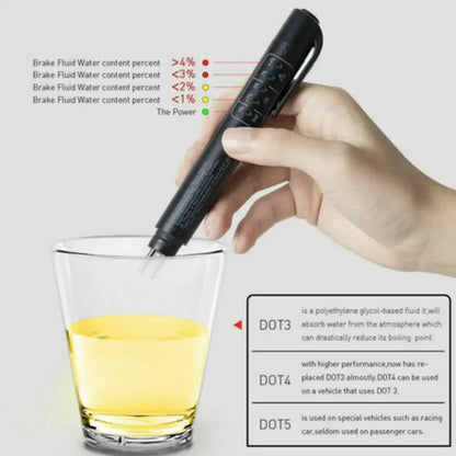 Car Brake Diagnostic Testing Tool Brake Fluid Tester Pen with 5 LED Indicators Hydraulic Fluid Liquid Oil Moisture Analyzer