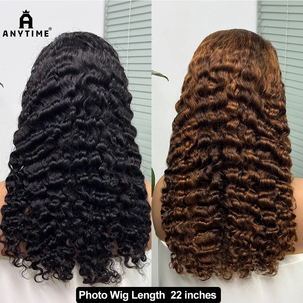 5x5 Lace 300% Density Burmese Deep Curly Hair Wig Ombre Double Drawn Human Hair Wig Transparent Lace Front Wig for Black Women