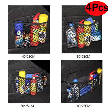 Fire Extinguisher 4Pcs/Set Car Storage Bag Double Mesh Trunk Storage Net, Caravan Must-Haves Car Built-In Storage Bag, Car Fixed