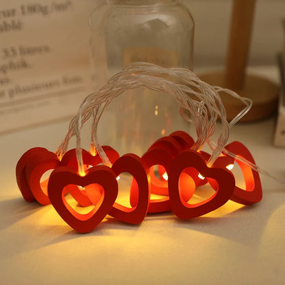 10 LED Love Heart String Lights Valentine's Day Decoration Garland Led Fairy Lights Wedding Birthday Party Decor Supplies Props