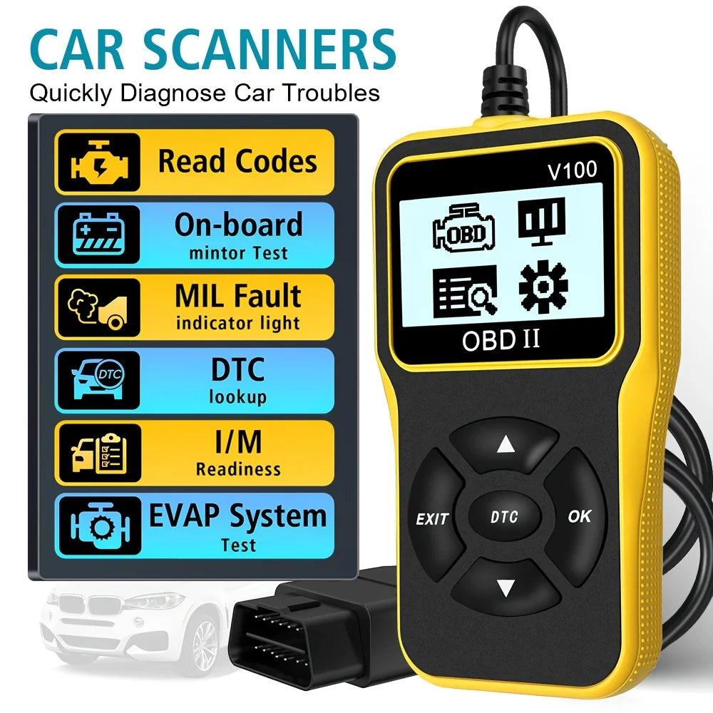 Car Diagnostic Tool Auto Parts 16 Pin Engine Diagnostic Instrument Obd2 Code Reader Digital Display Obd 2 Scanner, No Battery