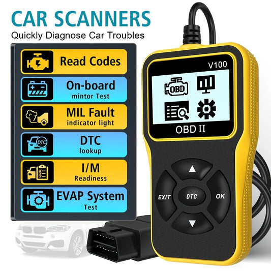 Car Diagnostic Tool Auto Parts 16 Pin Engine Diagnostic Instrument Obd2 Code Reader Digital Display Obd 2 Scanner, No Battery