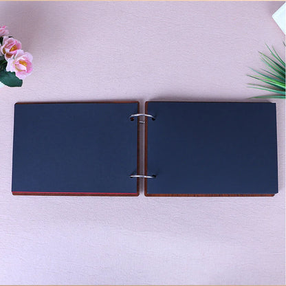 Photo Album Black Pages 8 Inch Wood Scrapbook DIY for Valentines Baby Lovers Anniversary Day Birthday Christmas Gift