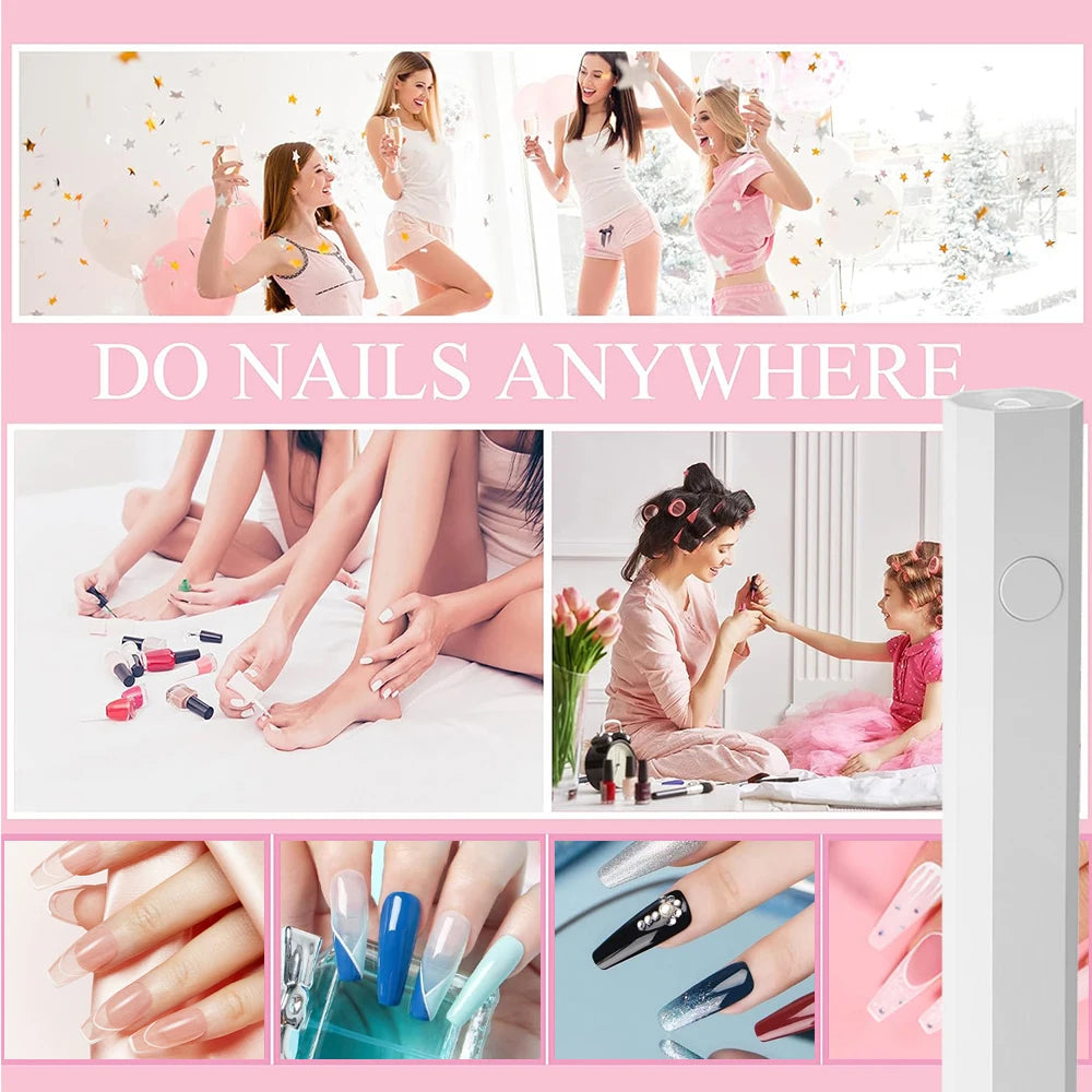 YIKOOLIN Handheld Nail Lamp UV LED Nail Light for Curing All Gel Polish USB Rechargeable Quick Dry Manicure Machine Nail Art