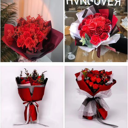 20 PCS Double Sided Colors Flower Wrapping Paper Waterproof Valentine's Day Bouquet DIY Wrapping Paper Florist Supplies