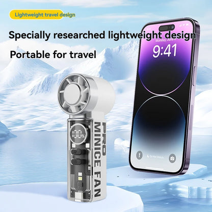 2026 new ice-cooling high-speed fan, semiconductor cooling handheld fan, portable mini pocket digital display small fan