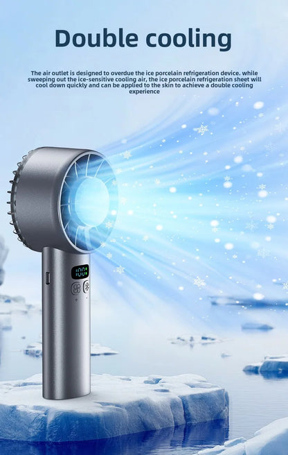 Ice compress high-speed cooling fan handheld fans USB Rechargeable portable mini fan Folding style for Travel,Camping,Outdoor