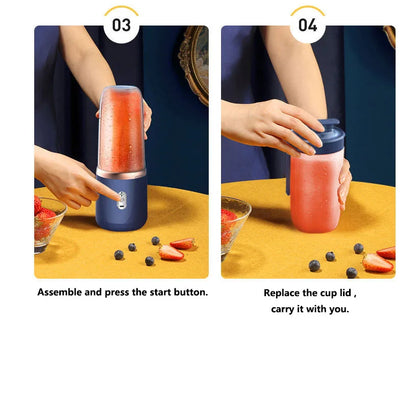Portable Juicer Blender 400ml Electric Fruit Juicer USB Charging Lemon Orange Fruit Juicing Cup Smoothie Blender Machine 2cups