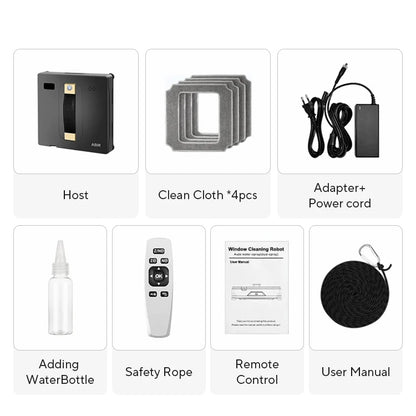 Robot Window cleaner ABIR WD8,Dual Water Spray,Smart Memory,High Vacuum Suction, Laser Sensor, Home Wall Glass Cleaning Robot