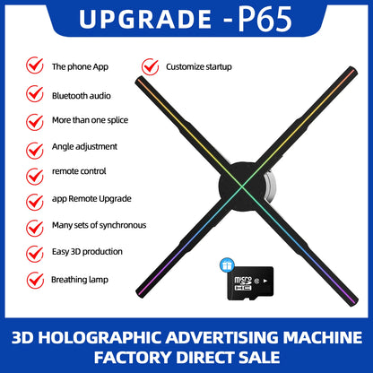 3d Hologram Fan,24.4" 2000*1444px Resolution 722 Pcs Hd Led Beads Hologram Fan Projector Advertising Display Support App+Bluetoo
