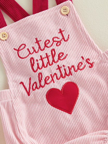 FOCUSNORM 0-18M Lovely Baby Girls Boys Valentines Day Romper Cute Letters Heart Embroidery Sleeveless Jumpsuit