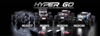 MJX 16207 Hyper Go 70km/h Brushless Rc Car 70KM/H High Speed Drift Cars 1/16 2.4G 4WD Racing Car Off-Road Remote Control Truck