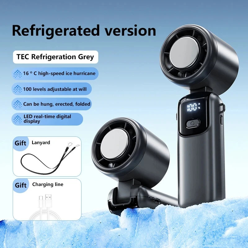 Ice Cooling Handheld Fan High speed  multiple gears Turbo Portable USB Desk Fan Foldable/Hangable Fast Chill Ice Compress