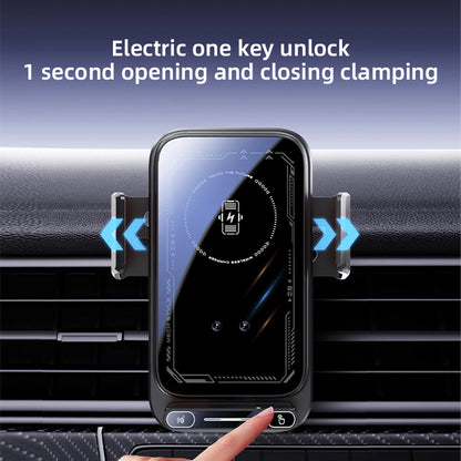 Smart Sensing Car Phone Holder 15W Qi Wireless Charging Motorized Rotation One-Touch Release & Clamping Rotatable Cable Port