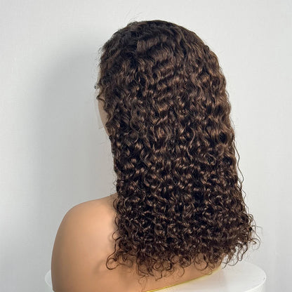 Double Drawn 250% Density Ombre 18 Inches Water Wave Curly Human Hair Wigs 13x4 Transparent Lace Frontal Hair Wig for Women