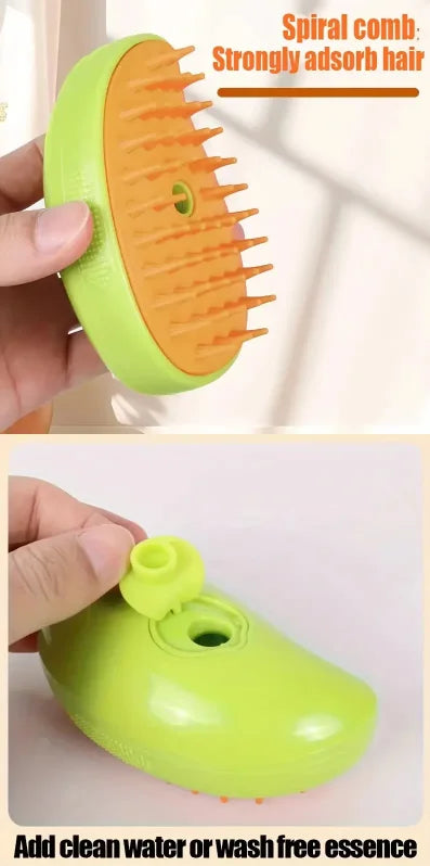 Steam Hair Removal Brush Electric Spray Cat Hair Brush Three in One Silicone Brush Used to Massage Pets Remove Floating Hairs