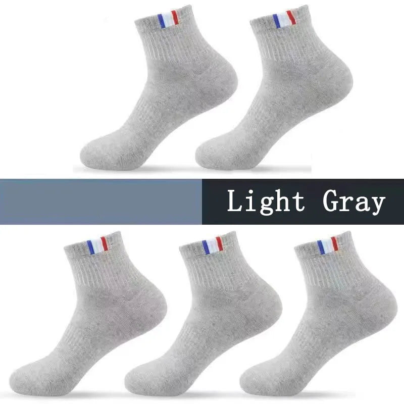 5 Pairs Socks Men Breathable Thickened Middle tube Solid Men's Spring Autumn Winter Warm White Black Sport Sock for Man Set Gift