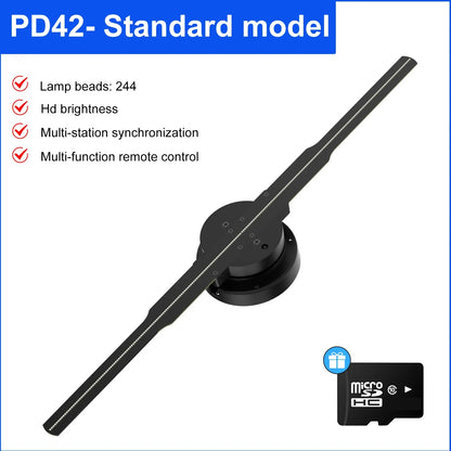 3d Hologram Fan,24.4" 2000*1444px Resolution 722 Pcs Hd Led Beads Hologram Fan Projector Advertising Display Support App+Bluetoo
