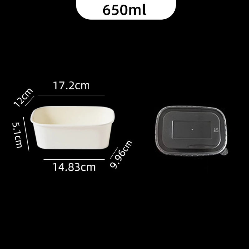 10Pcs/Set Disposable Paper Lunch Box Food Storage Containers With Lid Fruit Salad Cake Box Kitchen Accessories Party Supplies