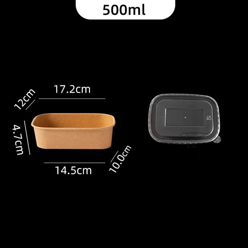 10Pcs/Set Disposable Paper Lunch Box Food Storage Containers With Lid Fruit Salad Cake Box Kitchen Accessories Party Supplies