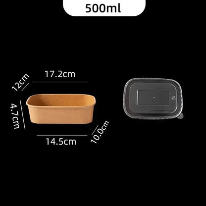 10Pcs/Set Disposable Paper Lunch Box Food Storage Containers With Lid Fruit Salad Cake Box Kitchen Accessories Party Supplies