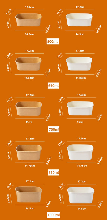 10Pcs/Set Disposable Paper Lunch Box Food Storage Containers With Lid Fruit Salad Cake Box Kitchen Accessories Party Supplies