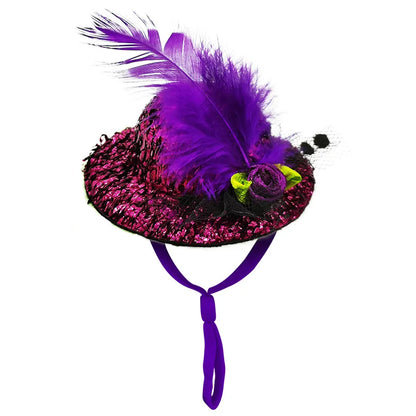 Chicken Hats For Hens Feather Top Hat With Adjustable Elastic Chin Strap Mini Hat Chicken Helmets Accessories Rooster Duck