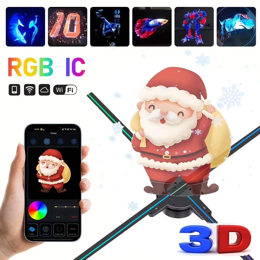 52cm 3D Hologram Fan Projector HD LED Holographic Player Advertising Display Machine WiFi APP Remote Control for Shopping Mall