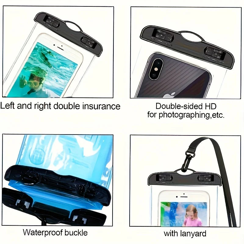 Waterproof phone pouch with lanyard
