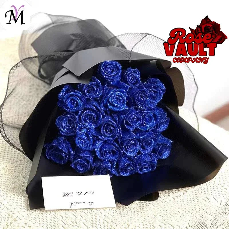 30/50 pcs 7/6 cm Glitter artificial flower rose Mother's/Valentine's Day girl friend wife DIY bouquet gifts for wedding Birthday