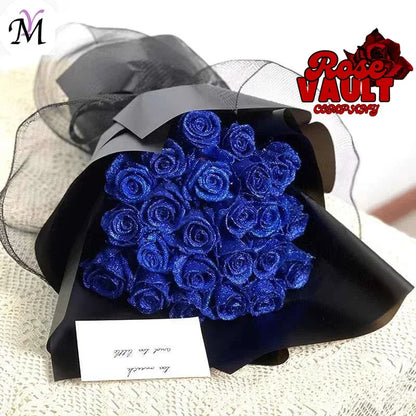 30/50 pcs 7/6 cm Glitter artificial flower rose Mother's/Valentine's Day girl friend wife DIY bouquet gifts for wedding Birthday