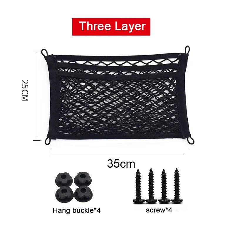 Car Back Rear Trunk Storage Net Elastic Car Interior Mesh Pocket Large Capacity Auto Stretch Wall Sticker Organizer Pouch Bag