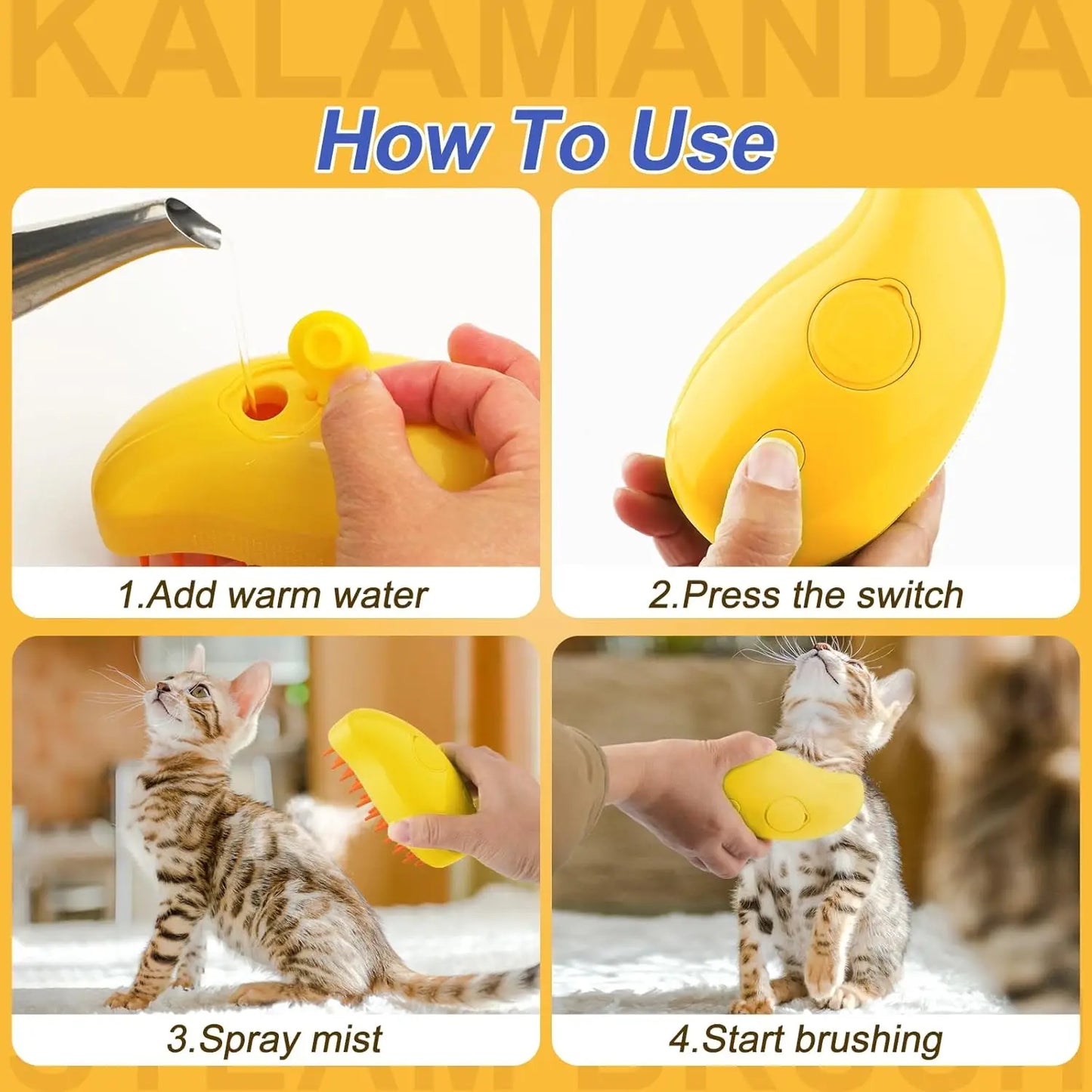 Cat Steam Brush 3 in 1 Dog Steamy Brush Cleanser Silicone Massage Grooming Comb Pet Hair Cleaning Misting Comb for Cats Dogs